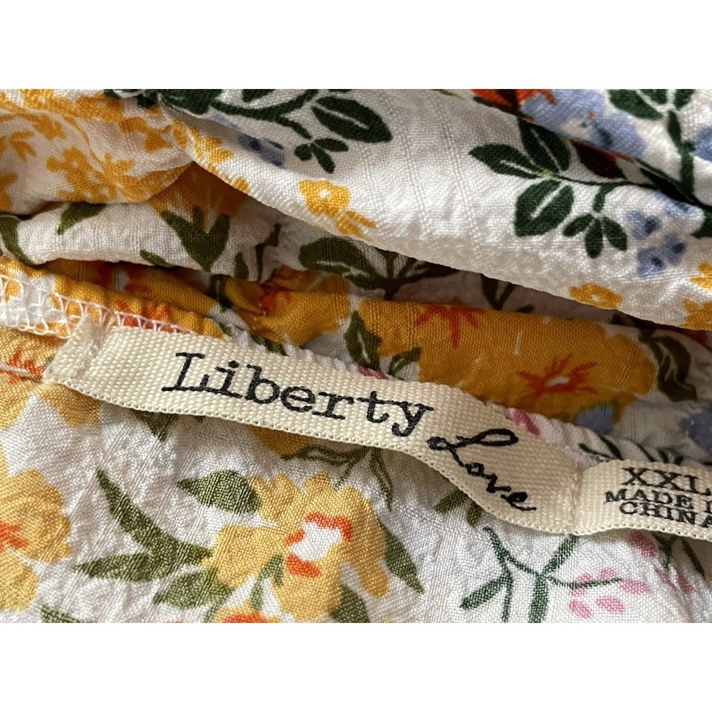 Liberty Love Women Dress Size XXL Floral Babydoll Mini Lagenlook Peasant Smocked - Picture 10 of 15